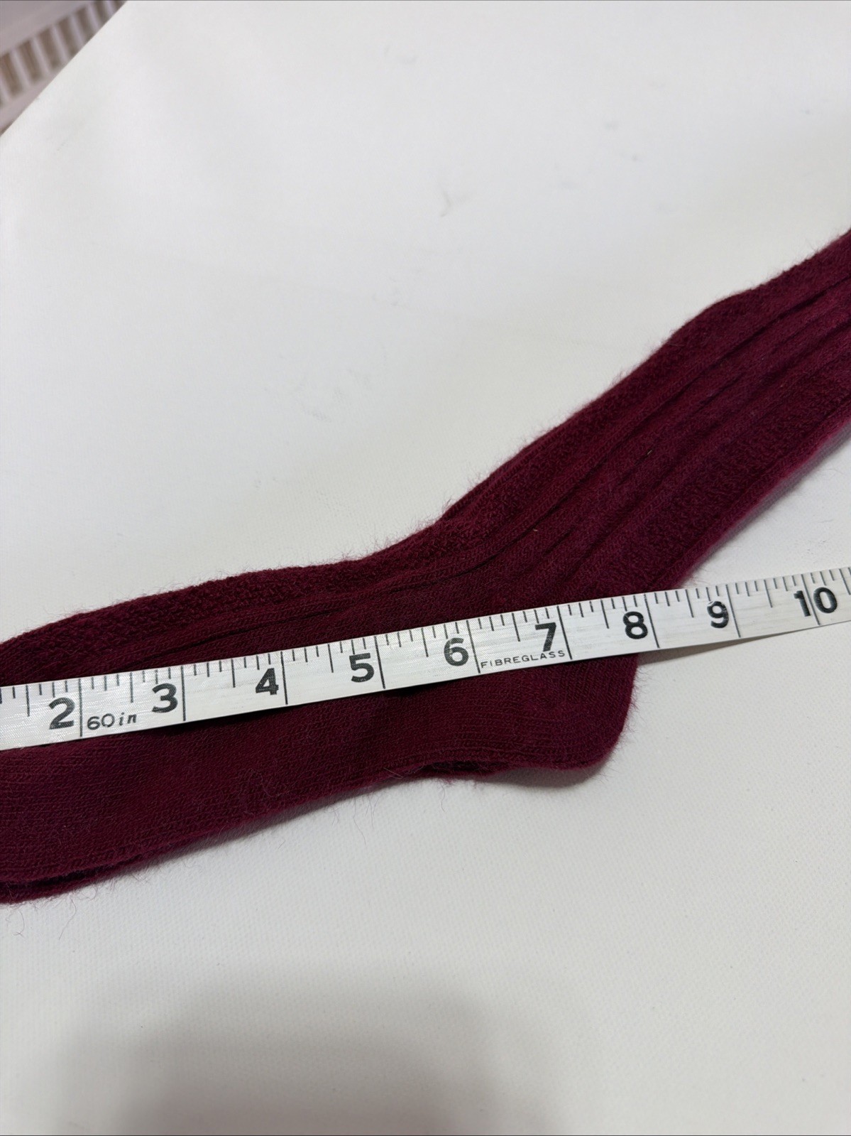 VTG Socks Crew Burgundy School Girl Knee High 80s Heavy Bulk Orlon Blend 9-11