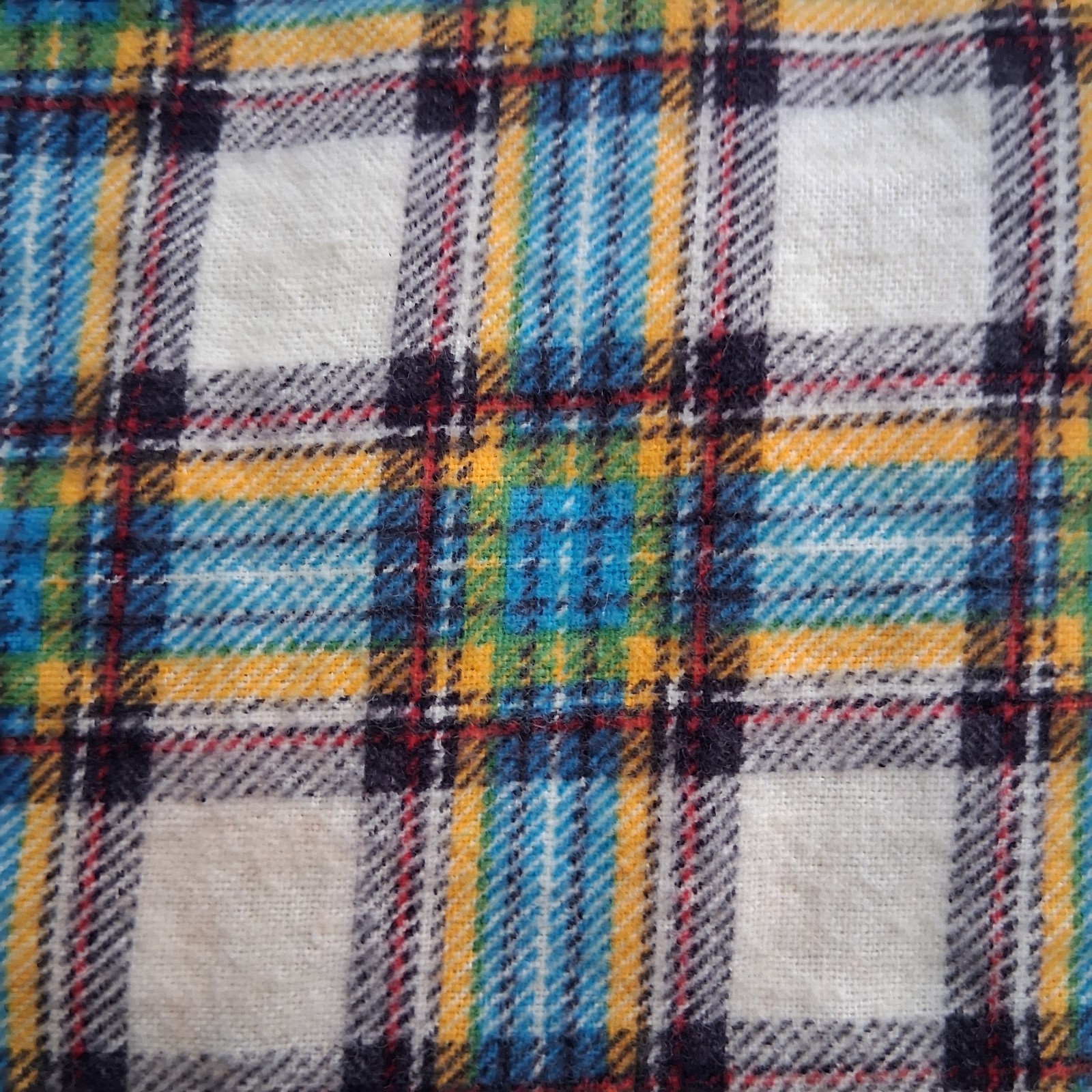 Vtg 70s Montgomery Ward Plaid Flannel Shirt | Retro Blue Yellow White Grunge L