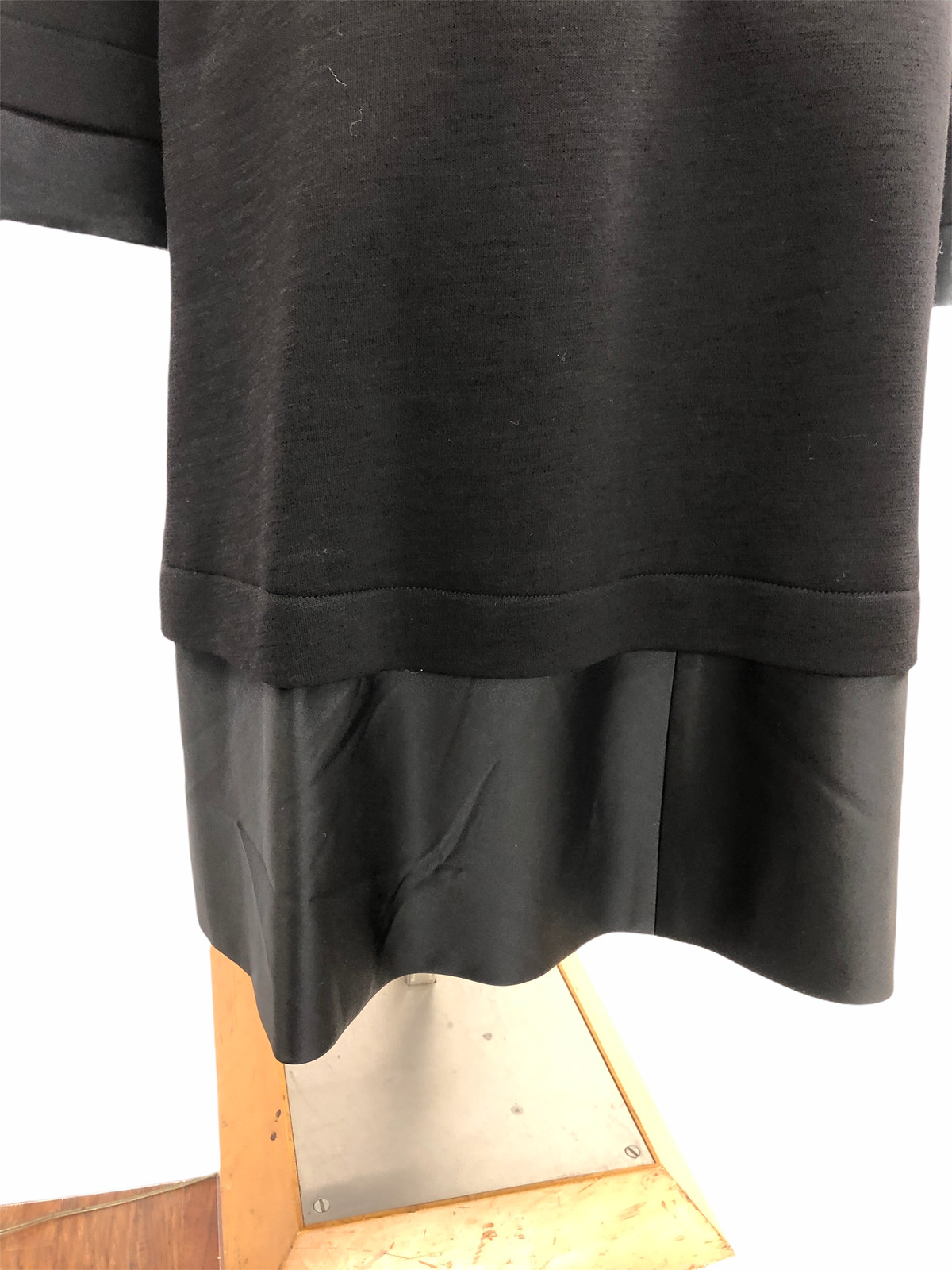 Vintage VTG 80s Mr Beene Geoffrey Beene Black Wool Silk Long Sleeve Swing Dress