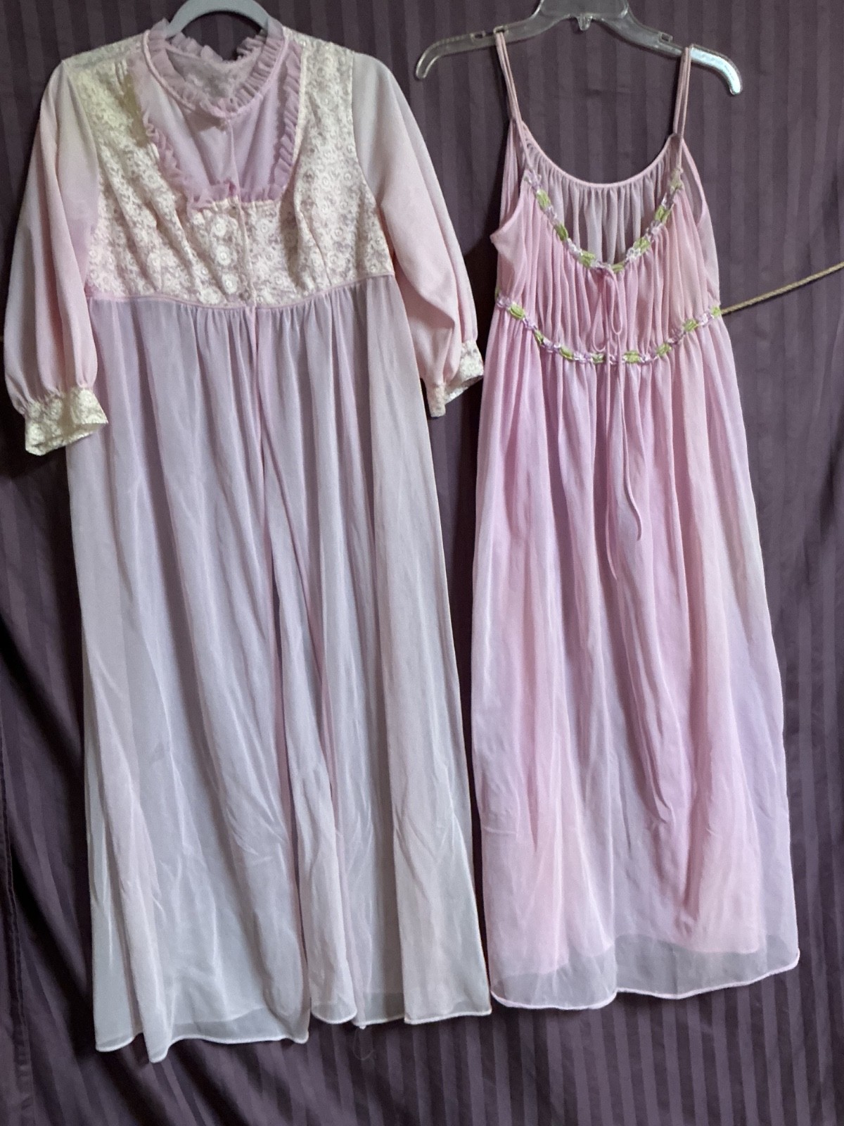 VINTAGE PEIGNOIR SET NYLON CHIFFON I DREAM OF JEANIE STYLE NIGHTGOWN UNION MADE