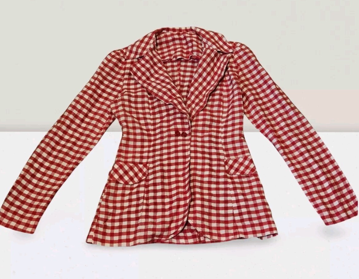 Vintage Red And White Checked Blazer The Outsider Happy Legs Inc Womens Retro