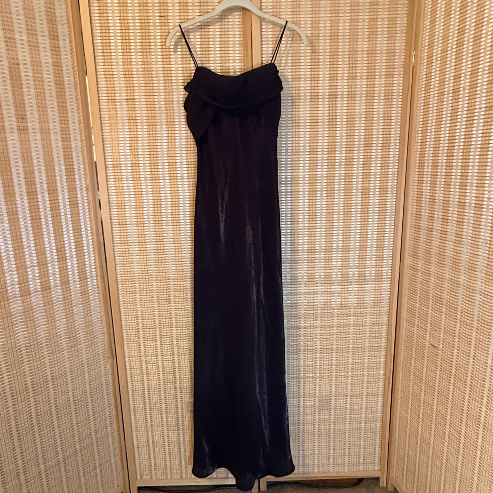 Betsy & Adam Vintage Iridescent Purple Shimmer Gown Maxi Dress 10P Cowl Neck