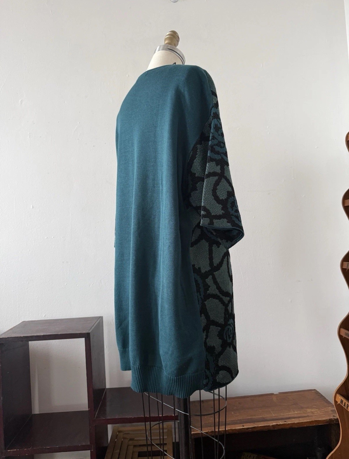 Vintage Dries Van Noten Rose Jacquard Knit Oversized Sweater/Tunic Avant Garde
