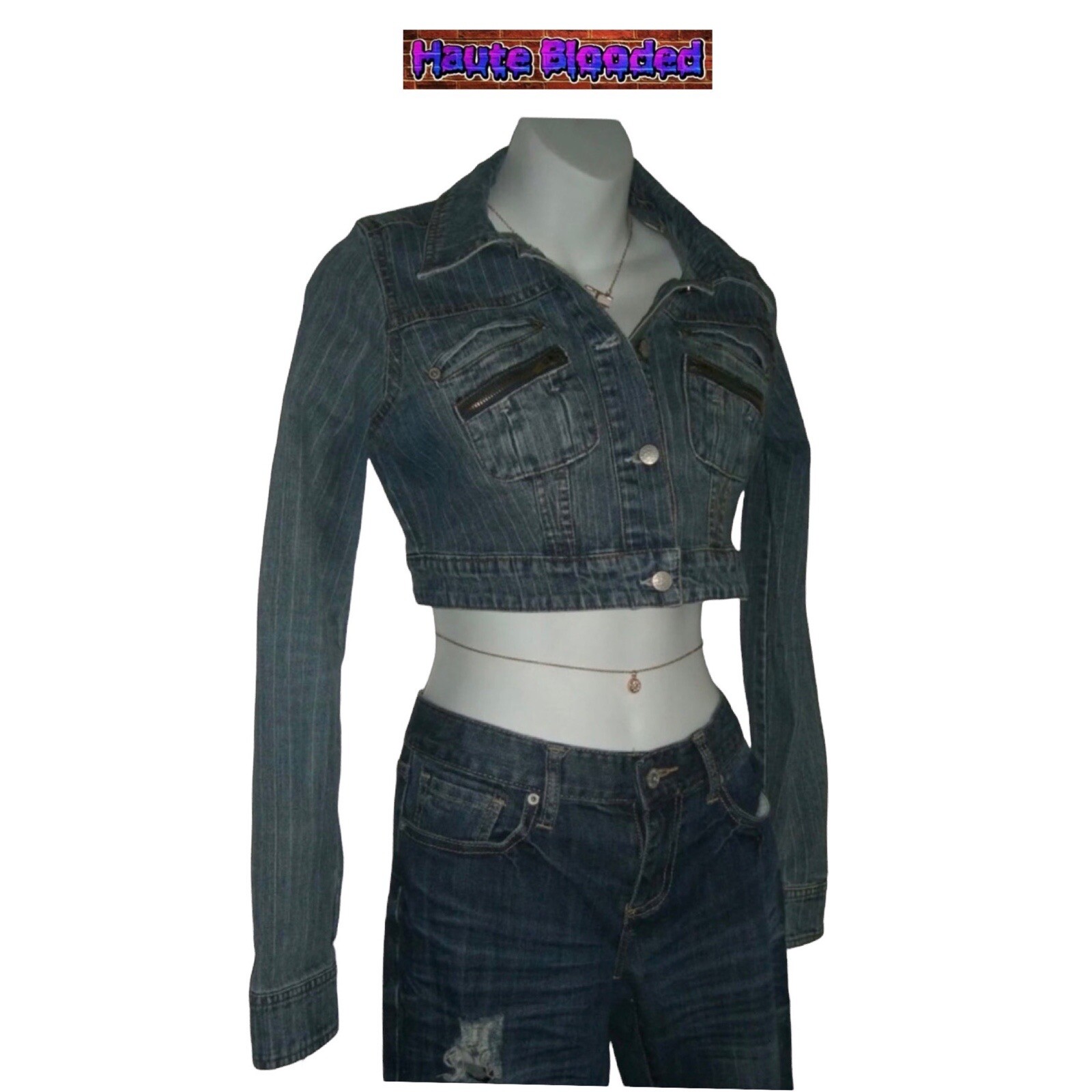 Vintage 90’s y2k JouJou Cropped Denim Jacket Jean egirl Indie Sleaze Streetwear