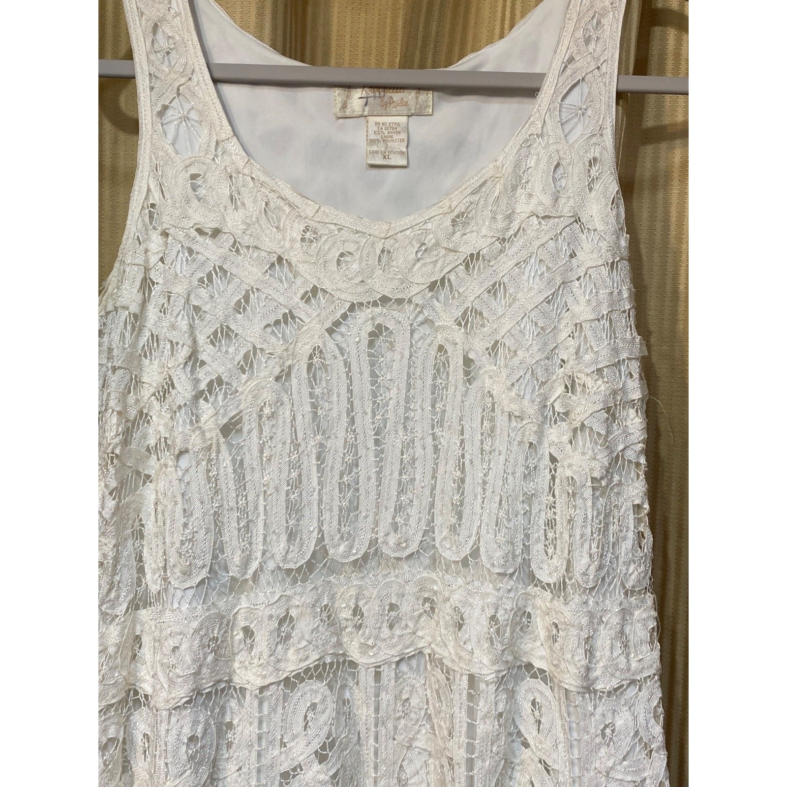Vtg Y2K Kroshetta By Papillon Ivory Crochet Knit Midi Dress Sz XL