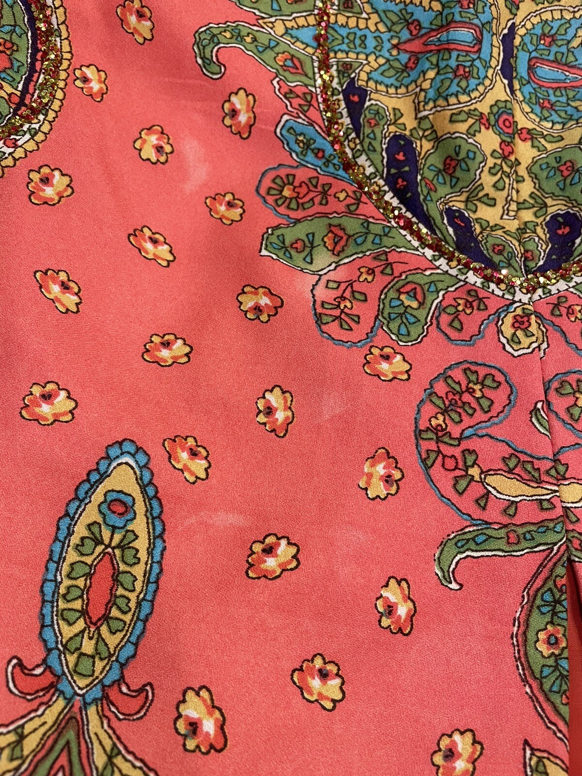Vintage Maxi Skirt By Malbe Original 60 70 Glitter Psychedelic Boho Size 9/10