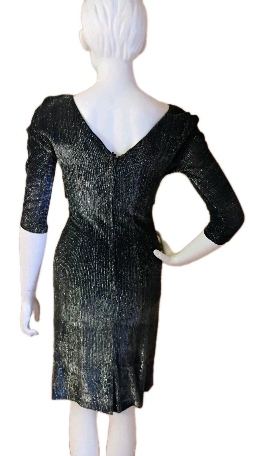 VTG 1950’s „that Wilroy LOOK” Black & Silver Metallic Wiggle Cocktail Dress