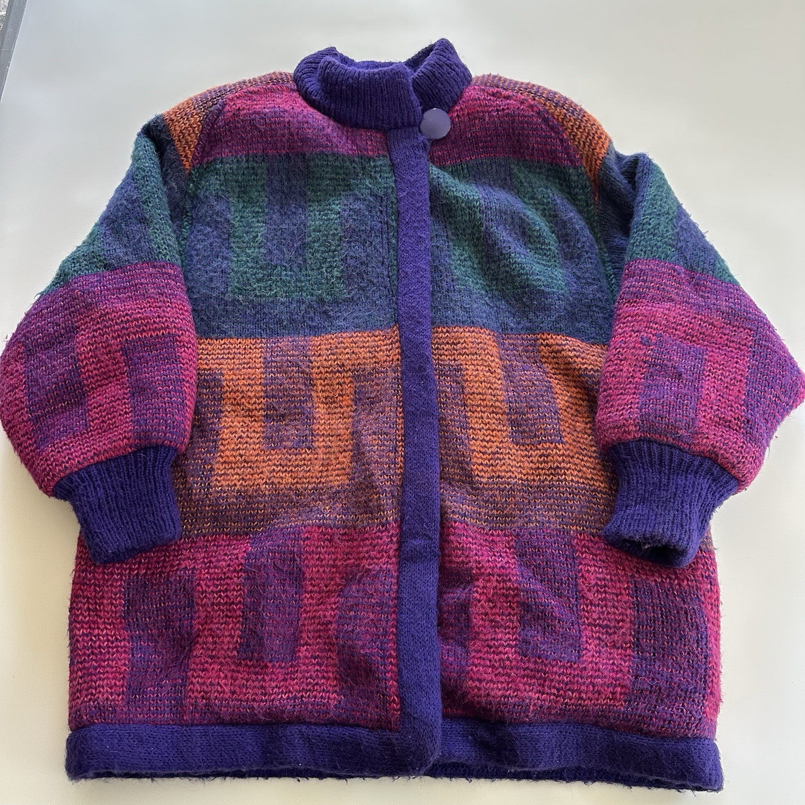 VTG Carlisle Couture Sweater Jacket Large Long Oversized Funky Knit Womens