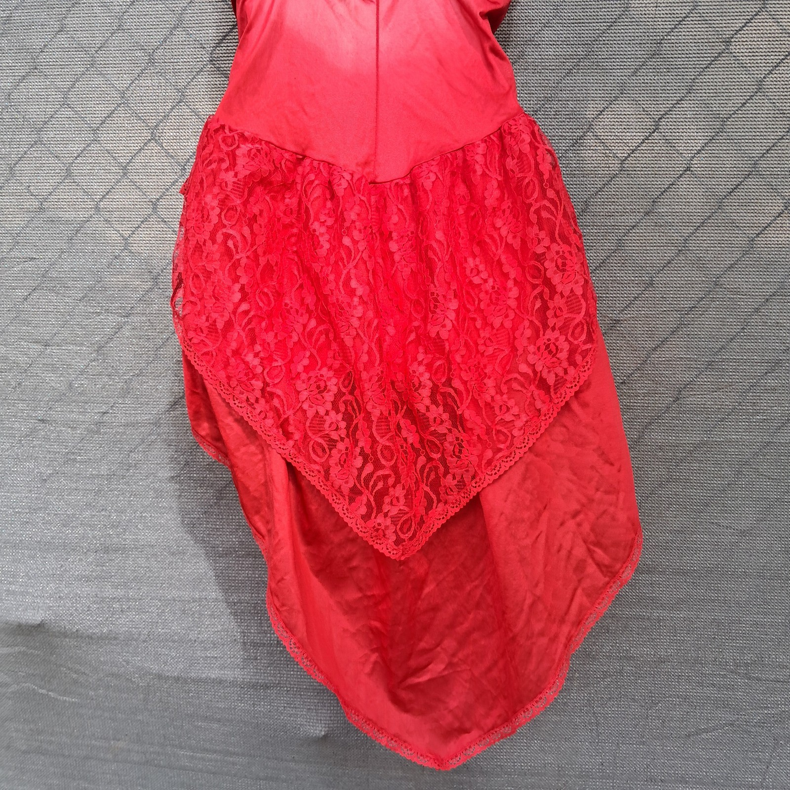 Traffic Jam Vintage 1990s Nylon Red Lace Teddy Women’s Small With Train