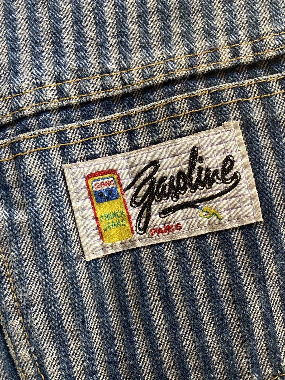 VTG 1980s High Waisted Striped GASOLINE JEANS | Paris, France | 100% Cotton | 28