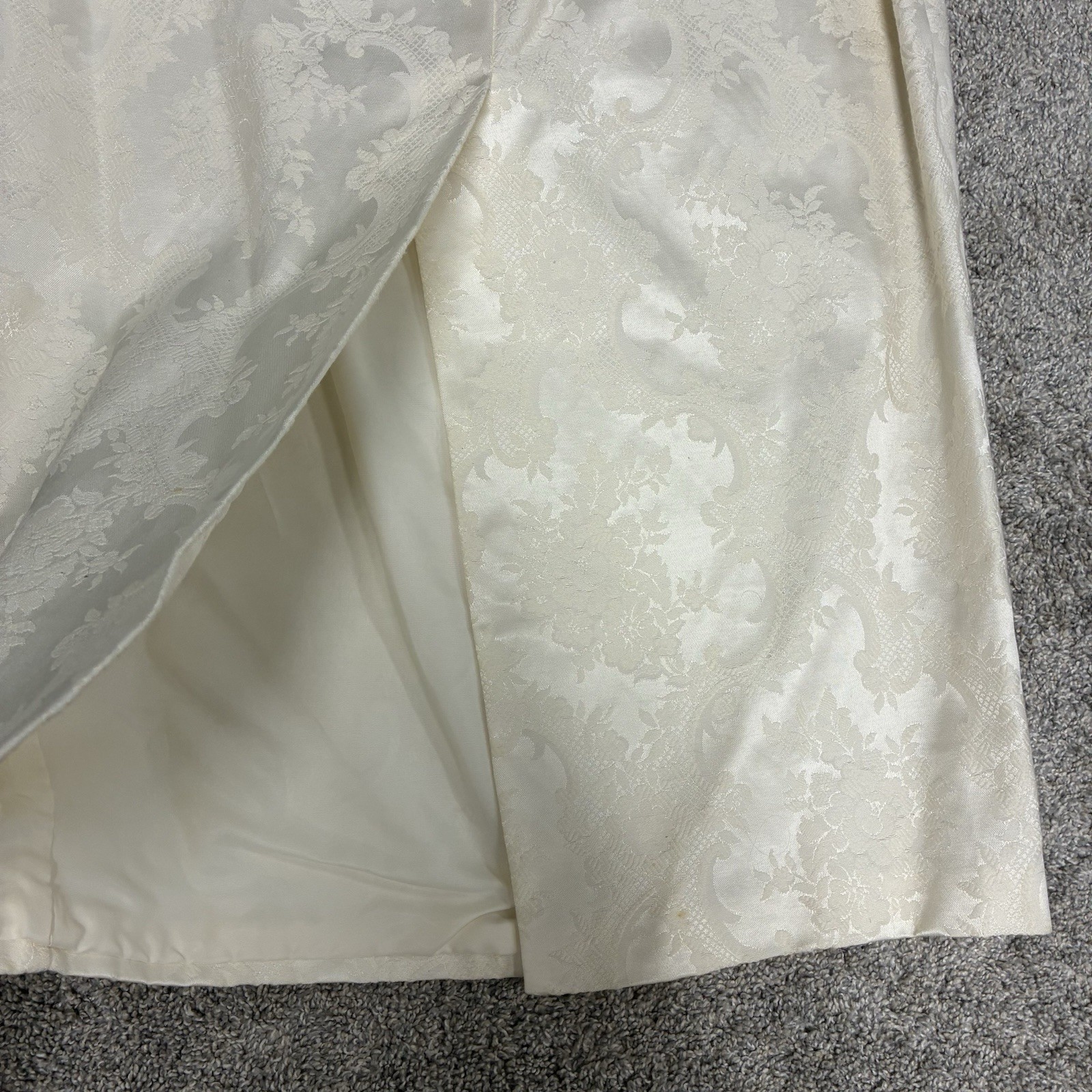 VTG Jessica McClintock Bridal Suit Sz 12 Ivory Peplum Jacket Jacquard Lace 80’s
