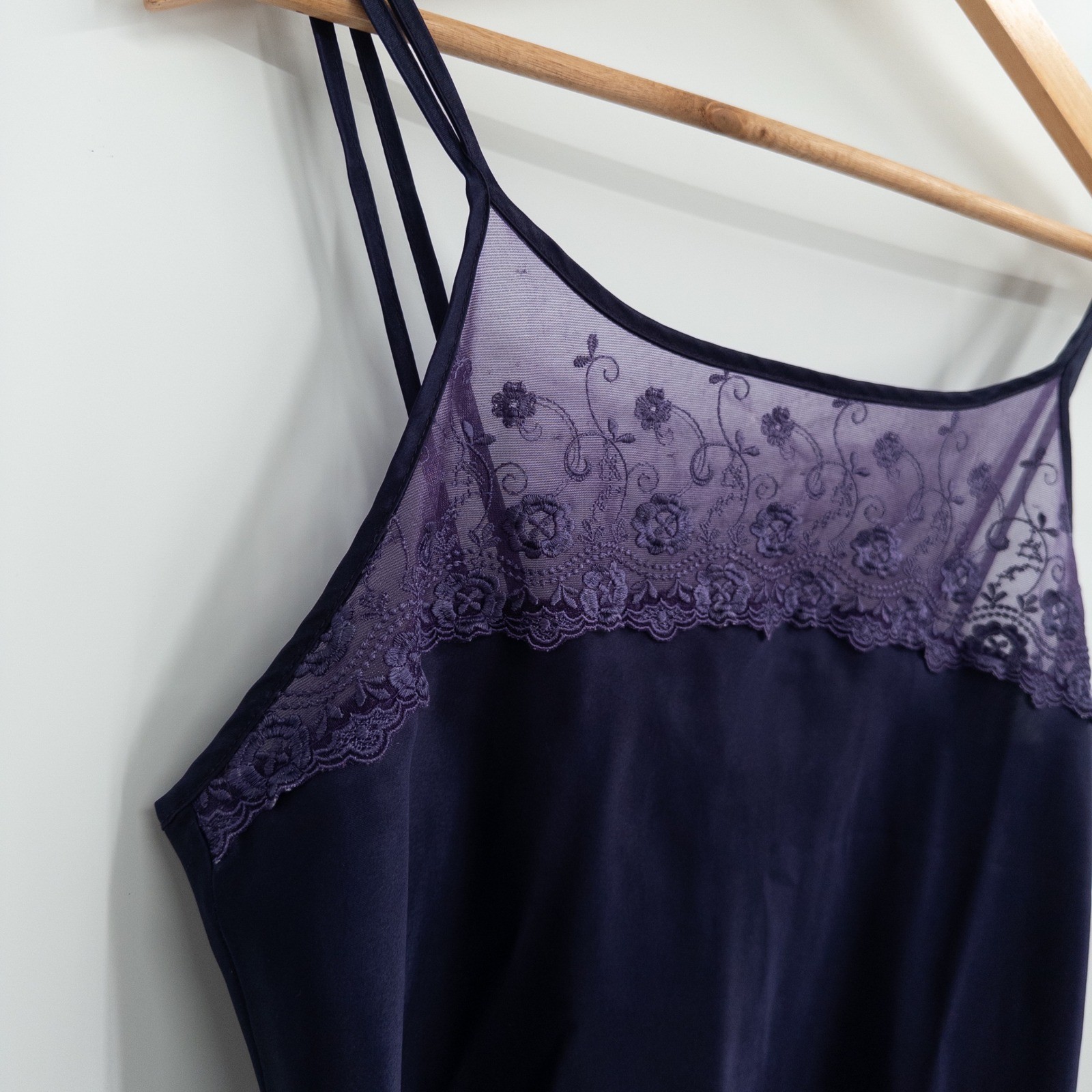 Vintage Whimsigoth Slip Dress Womens Medium Purple Lace 90s Witchy Satin Fairy