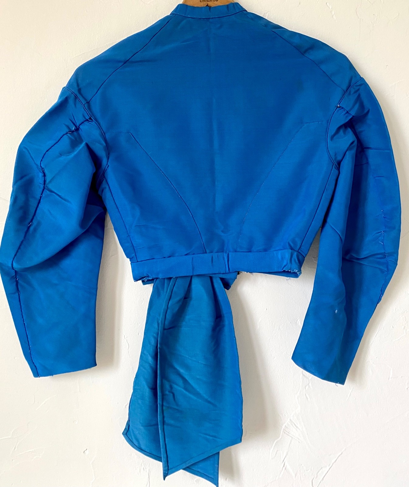 1860s Blue Bodice Civil War Era Glass Ball Buttons Antique Silk Faille
