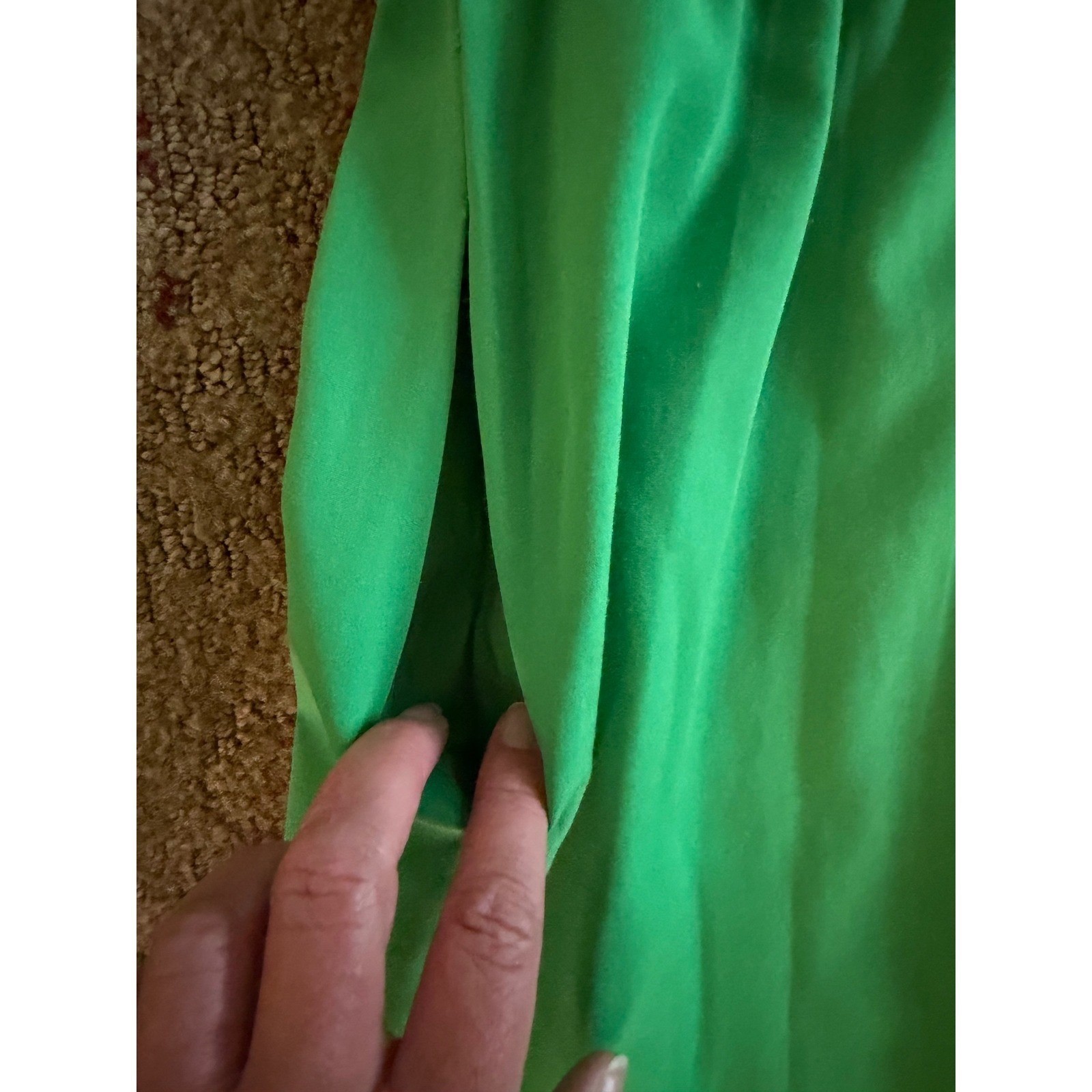 Vintage DW3 Fashions Wrap Dress Women Large Kelly Green Striped Waist ILGWU USA