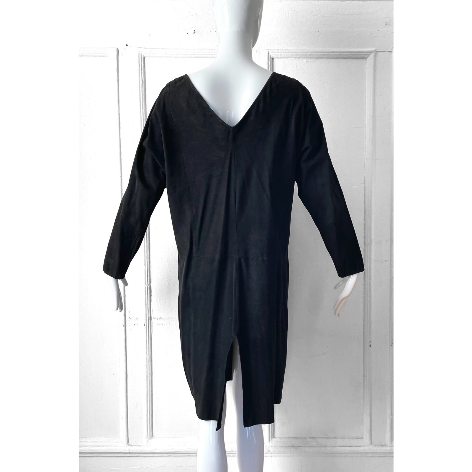 80s Suede Beaded Leather Dress Judith Ann Creations Applique Raglan Sleeve S