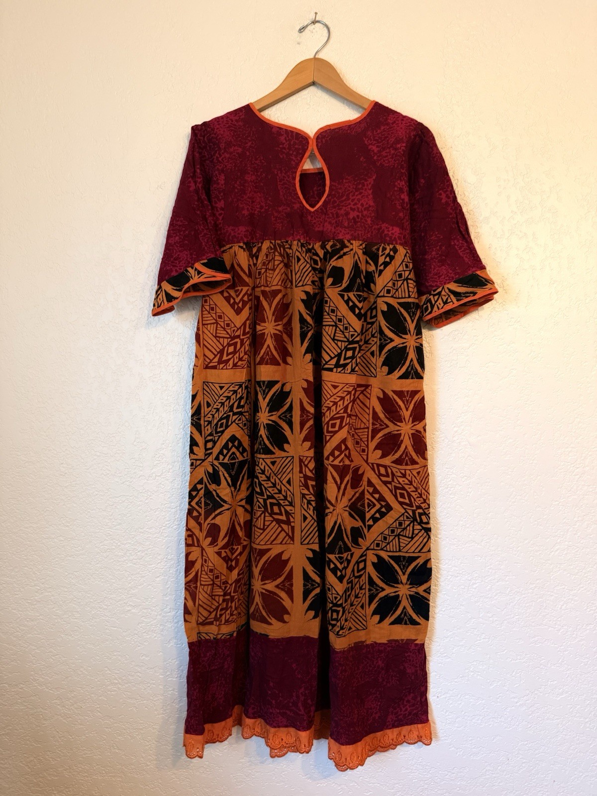 Lyne Creations Vintage Robe Mission Mother Hubbard Cotton Dress New Caledonia S