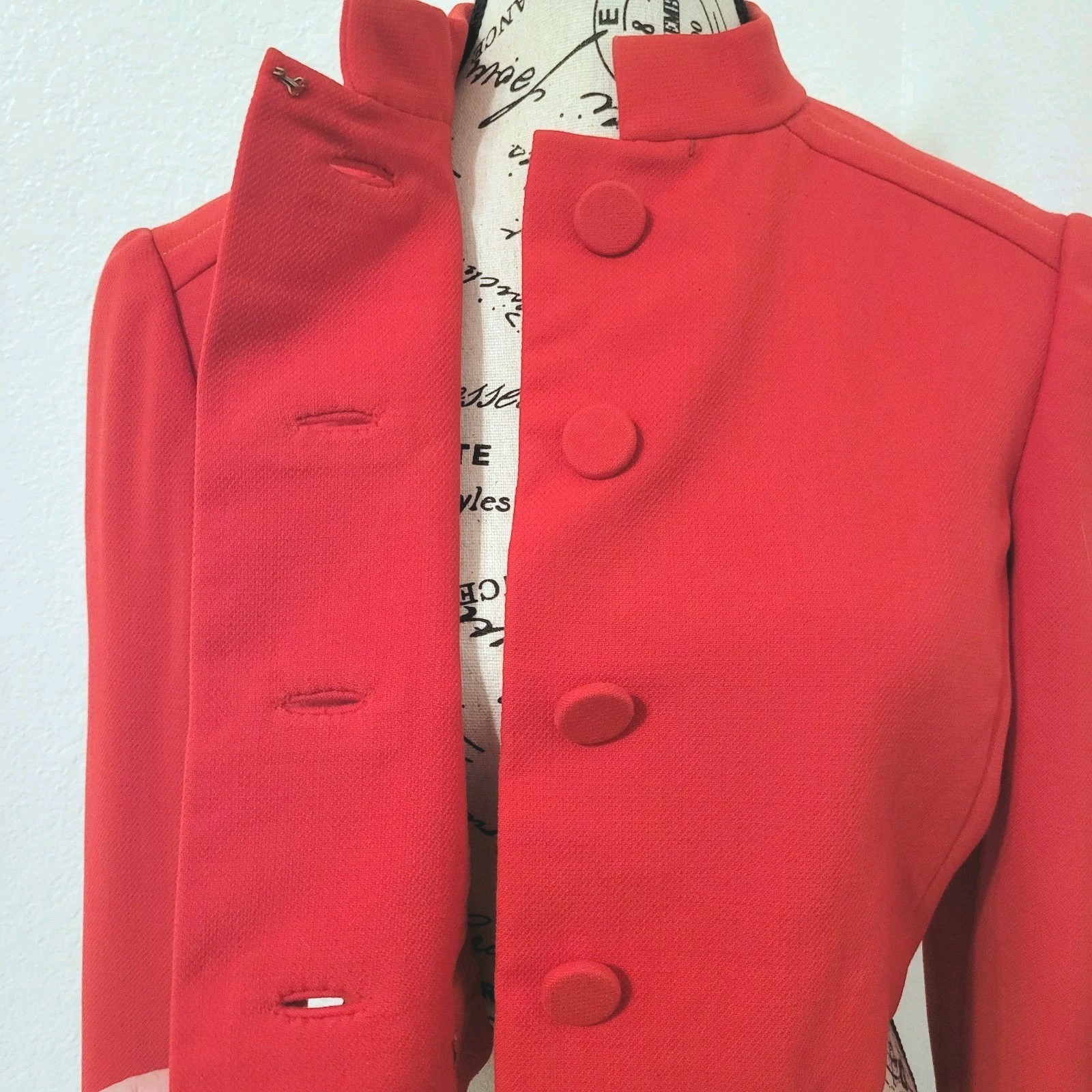 Vintage 60s Red Cropped Jacket Mod Retro Military Majorette Womens Small