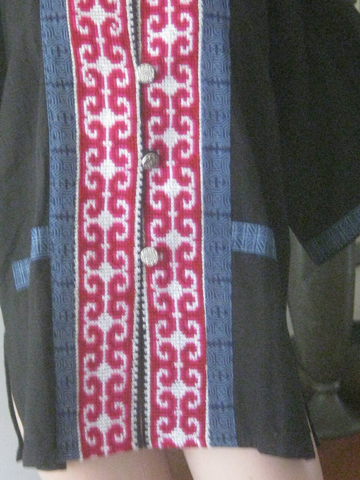 HMONG Hill Tribe WOVEN Embroidered Jacket Boho hippie ethnic Asia XL Fine