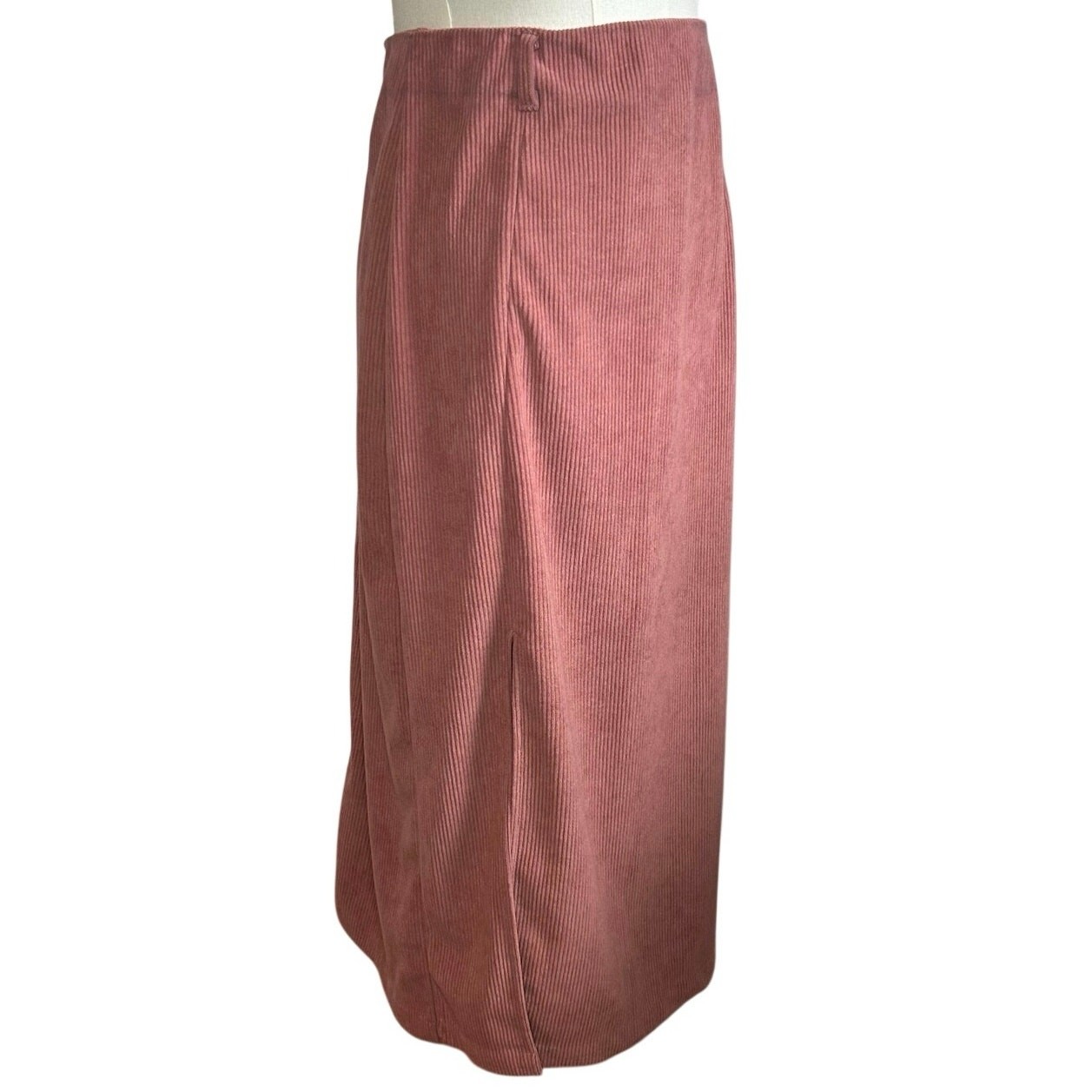 VTG 90s Mauve Thick Corduroy Midi Skirt M Grunge Minimalist Casual Cottage Boho