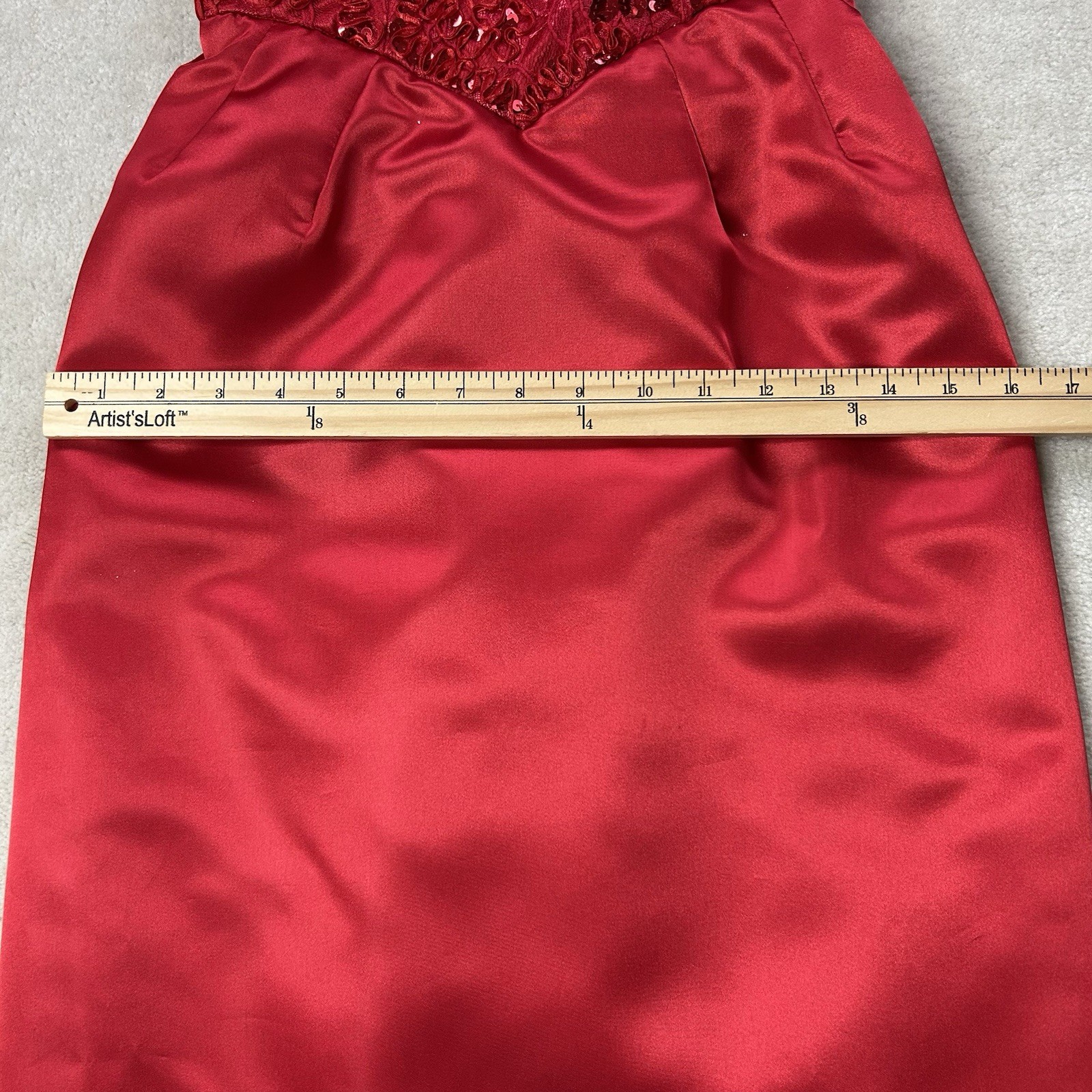 Mike Benet Formals Vintage Evening Gown Red Sequin Puff Sleeve Size 6