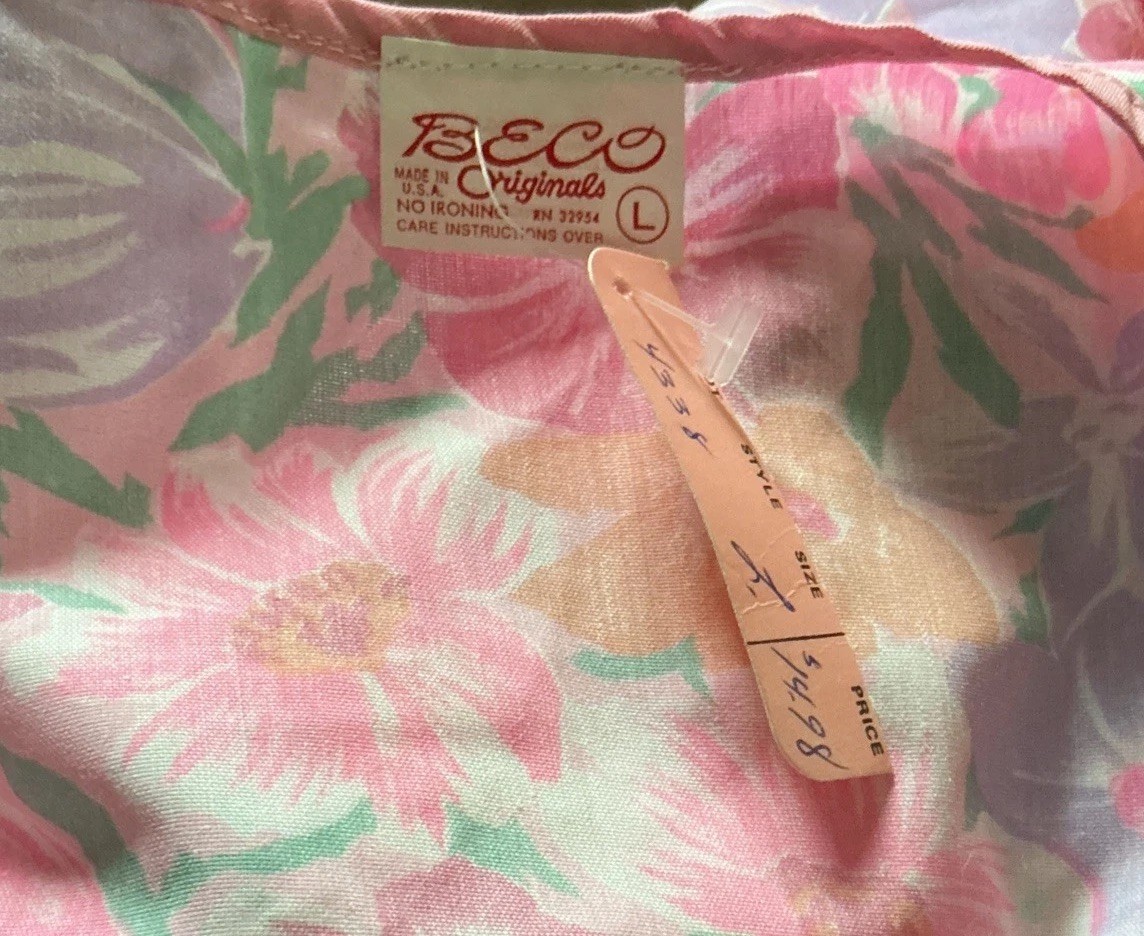 Vintage 1960’s Floral Cotton Housedress MuMu New With Tags L