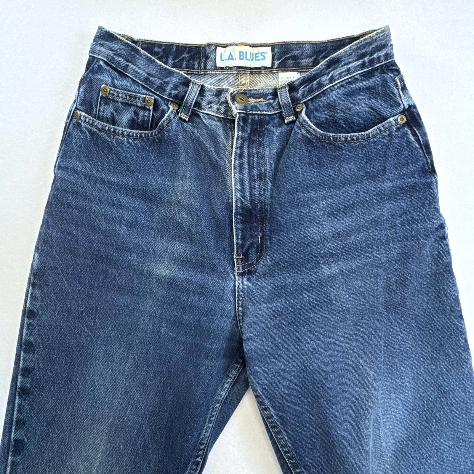 Vintage High Waisted LA Blues Tapered Leg Jeans Medium Wash Cotton Size 10