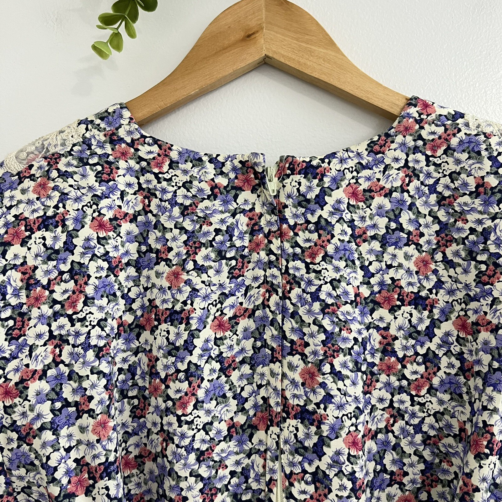 Atina By Karon Crosby Vintage Cottagecore Lace Collar Floral Modest Dress Sz 12