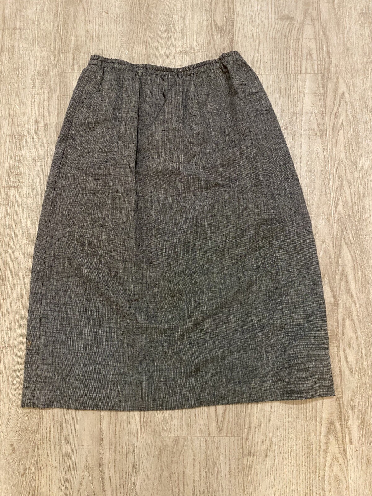 ILGWU Vintage Gray Skirt With Elastic Waist 1974-1995 Union Tag Unlined Pockets