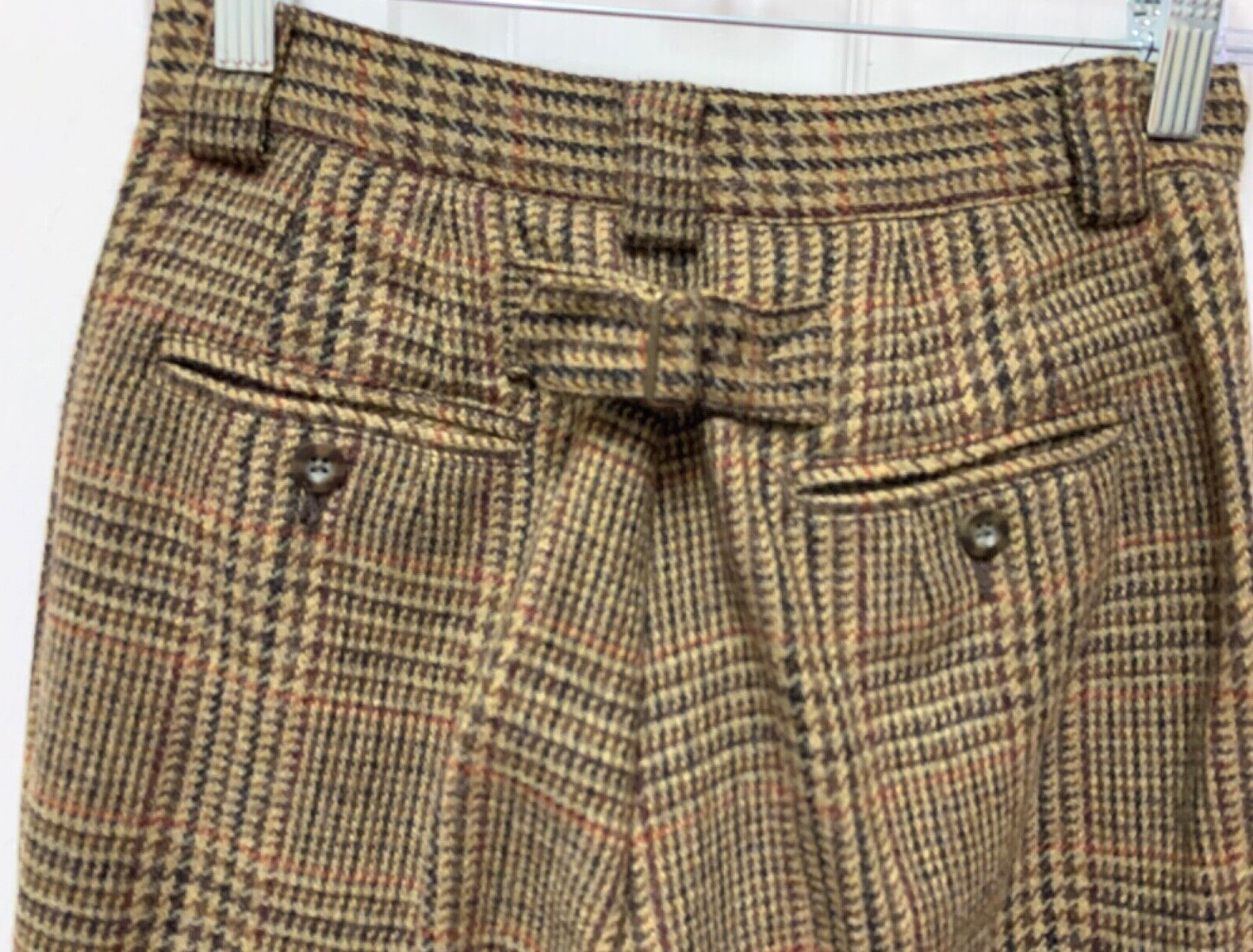 vtg Gap vest size M & pants size 4 menswear brown Plaid wool blend calfskin EC