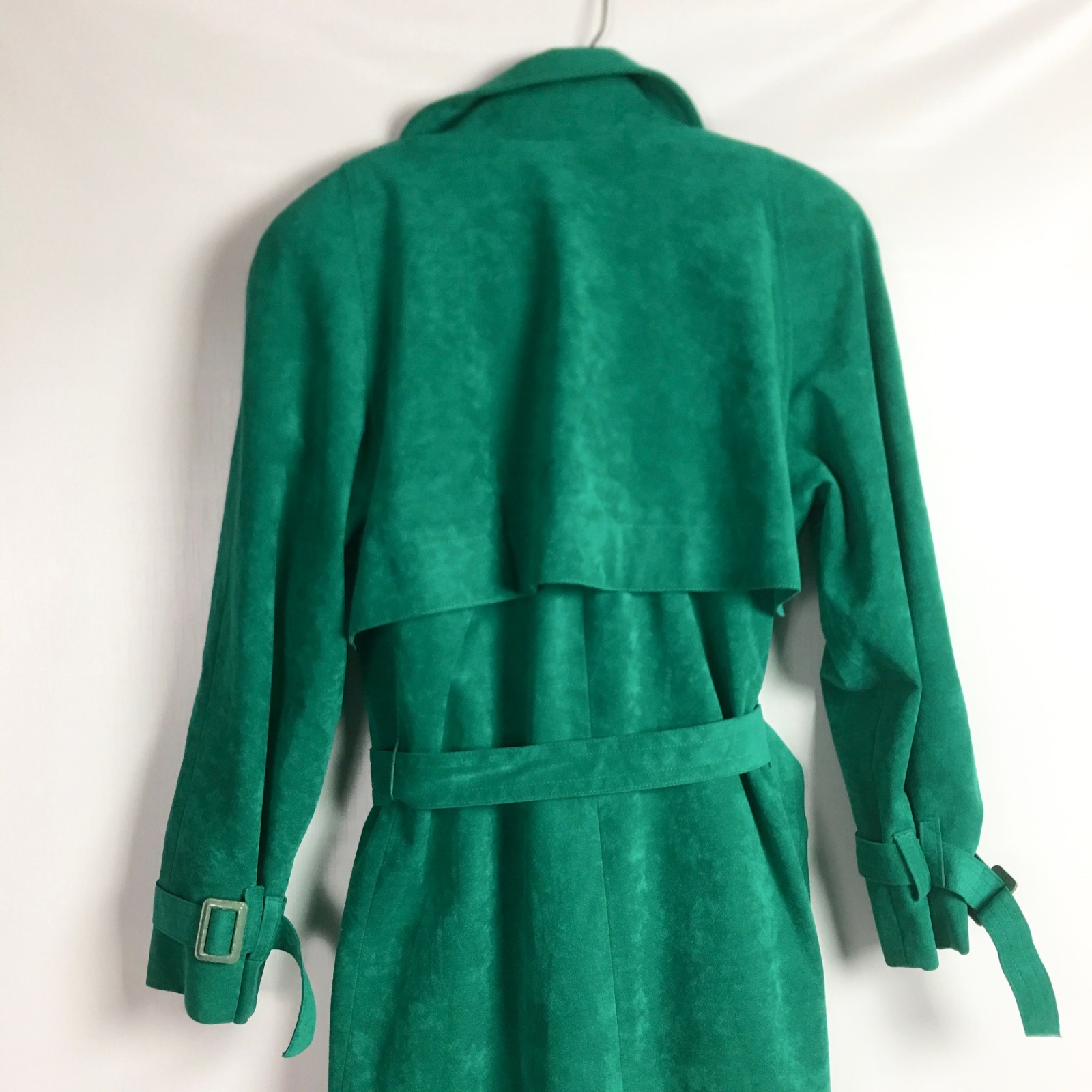 Lilli Ann Trench Coat Womens 10 12 Large Green Ultra Suede Vtg 80s Collection