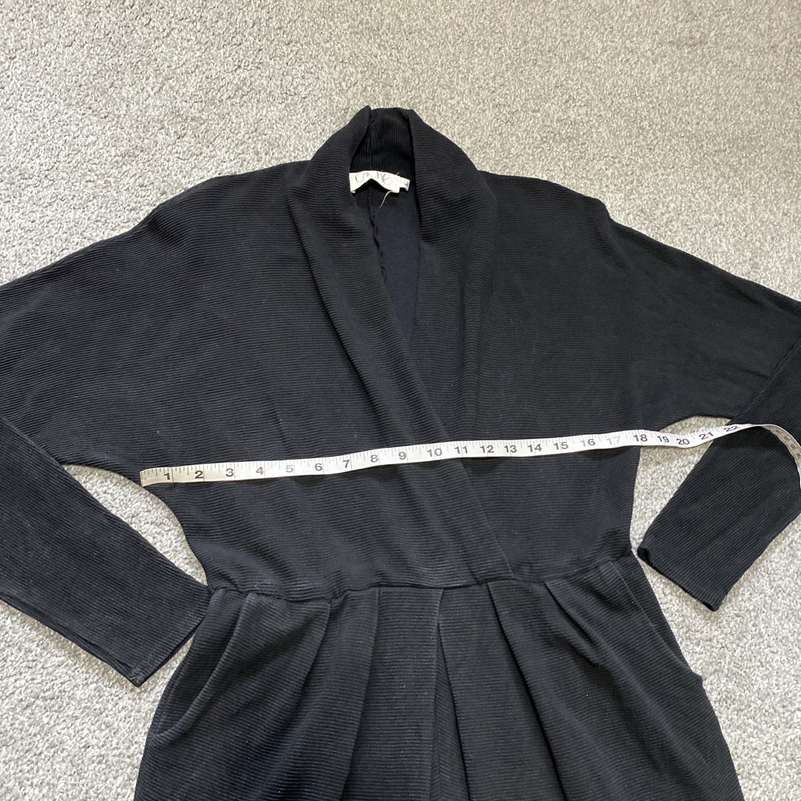 Cache VTG 80s Jumpsuit Sz M * Black Ribbed Knit Stirrups Stretch Pleated Vneck