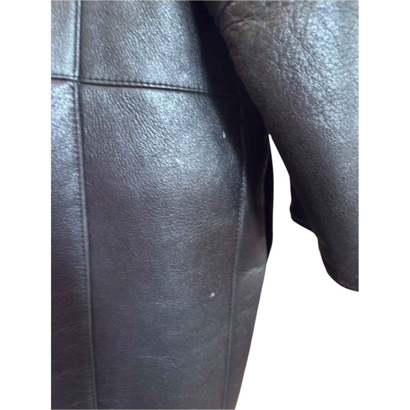 Montreal Sheepskin Genuine Shearling Coat Vintage 80s Black Leather Plush P/S