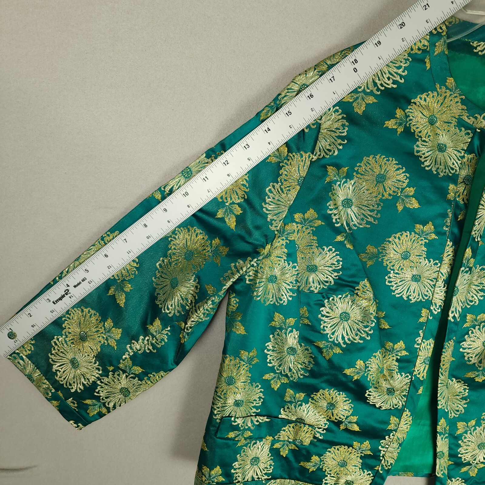 Ying Tai Ltd Green/Gold Chinese Floral Dress w/Jacket – Small