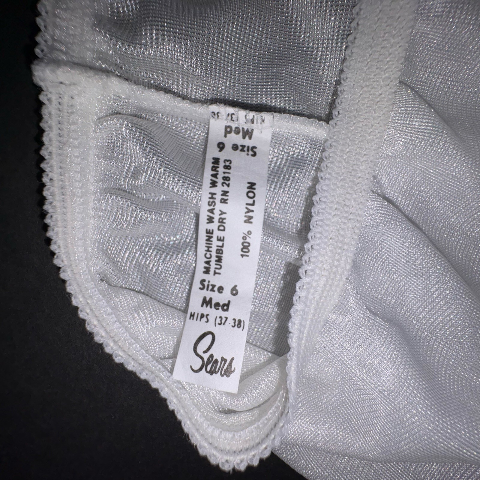 Vintage Sears White Nylon Granny Panties Briefs Size 6 Medium Cotton Gusset
