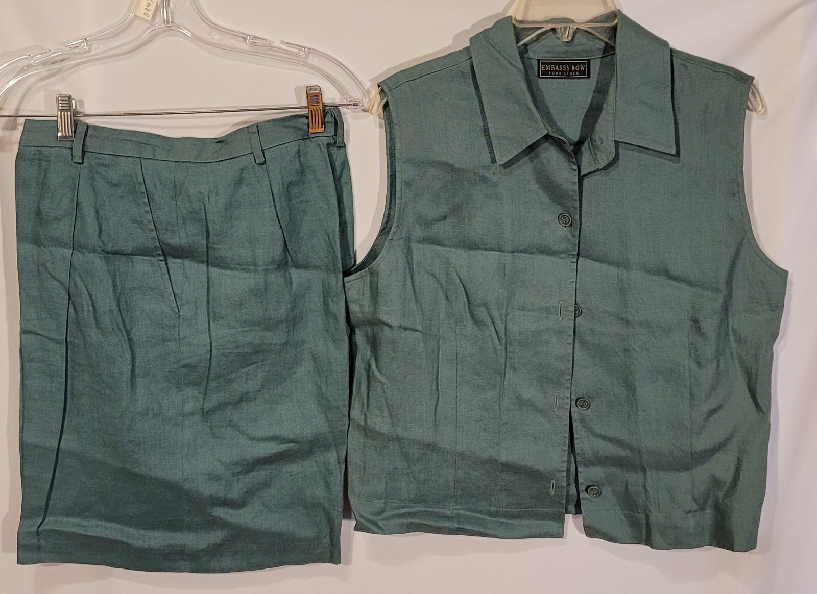 Vintage 90s Dress, Blue, 2pc Embassy Row Pure Linen, size 14