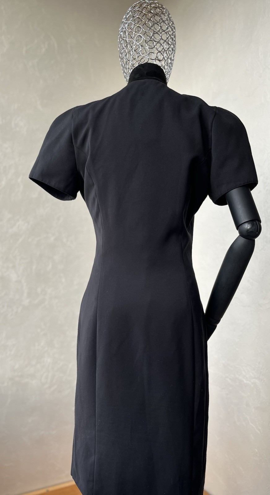 FAUST Rare Sexy Bodycon Evening Dress Mini Sz 38 M 6 Black Short Sleeve