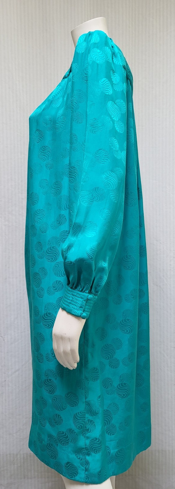 Vintage 1980’s MURRAY MEISNER 100% Silk Turquoise Shift Dress – Size L/XL