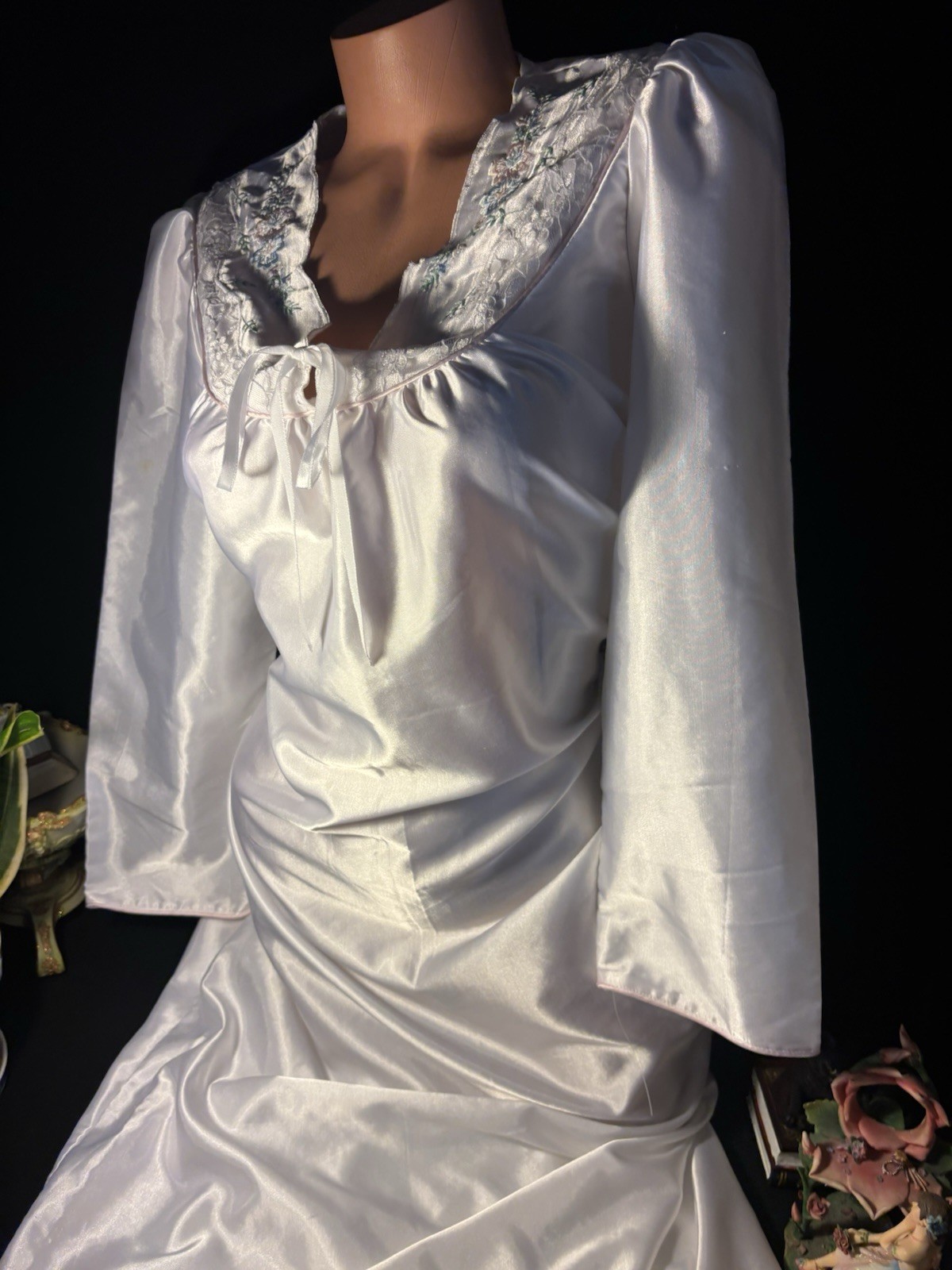 Vtg Satin Shiny White Gown Long Nightgown Vtg Sexy Anastasia Nightgown Long Gown