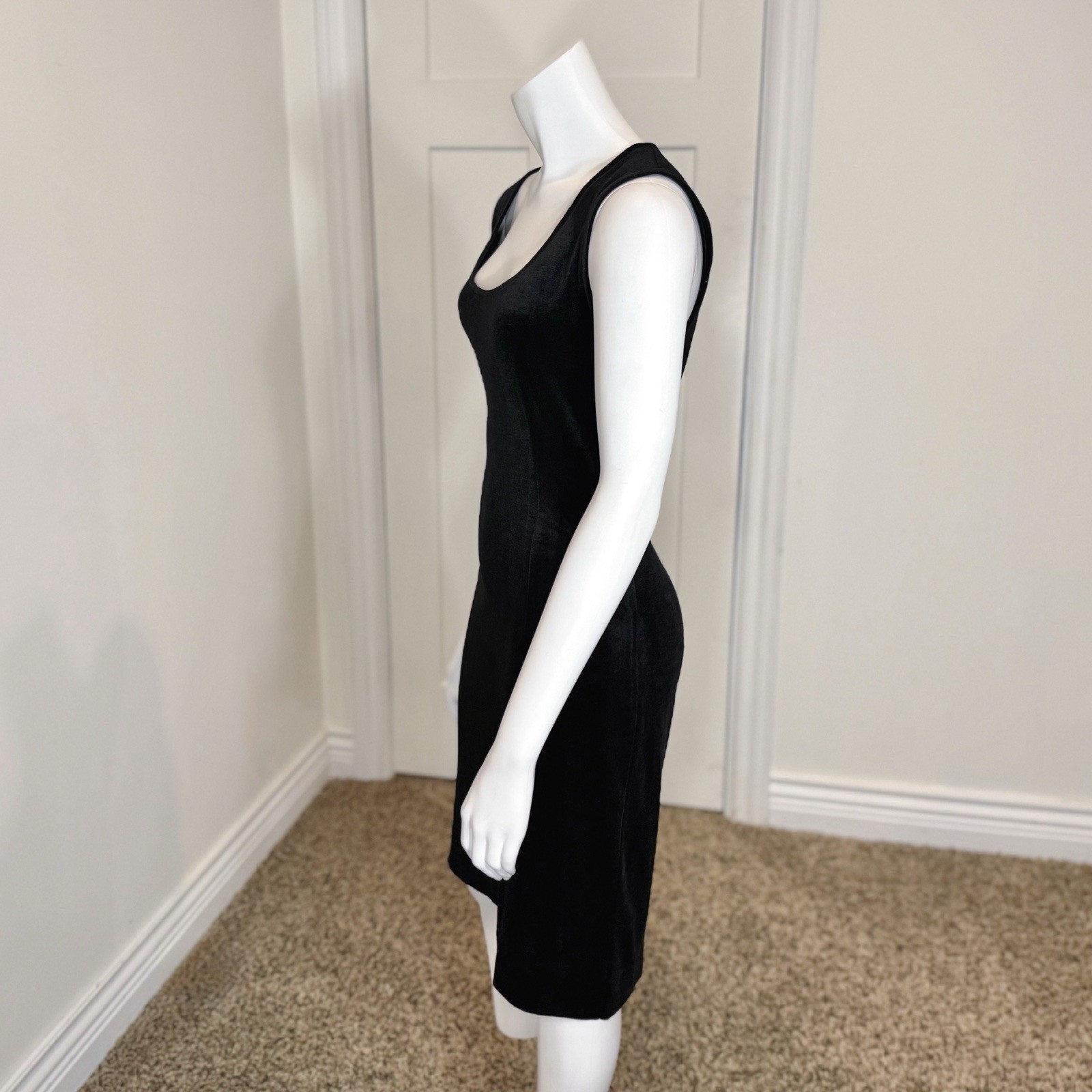 Vintage 60’s MISSONI x BULLOCK’S VELVET DRESS M 44 Black Midi Party Bodycon Sexy