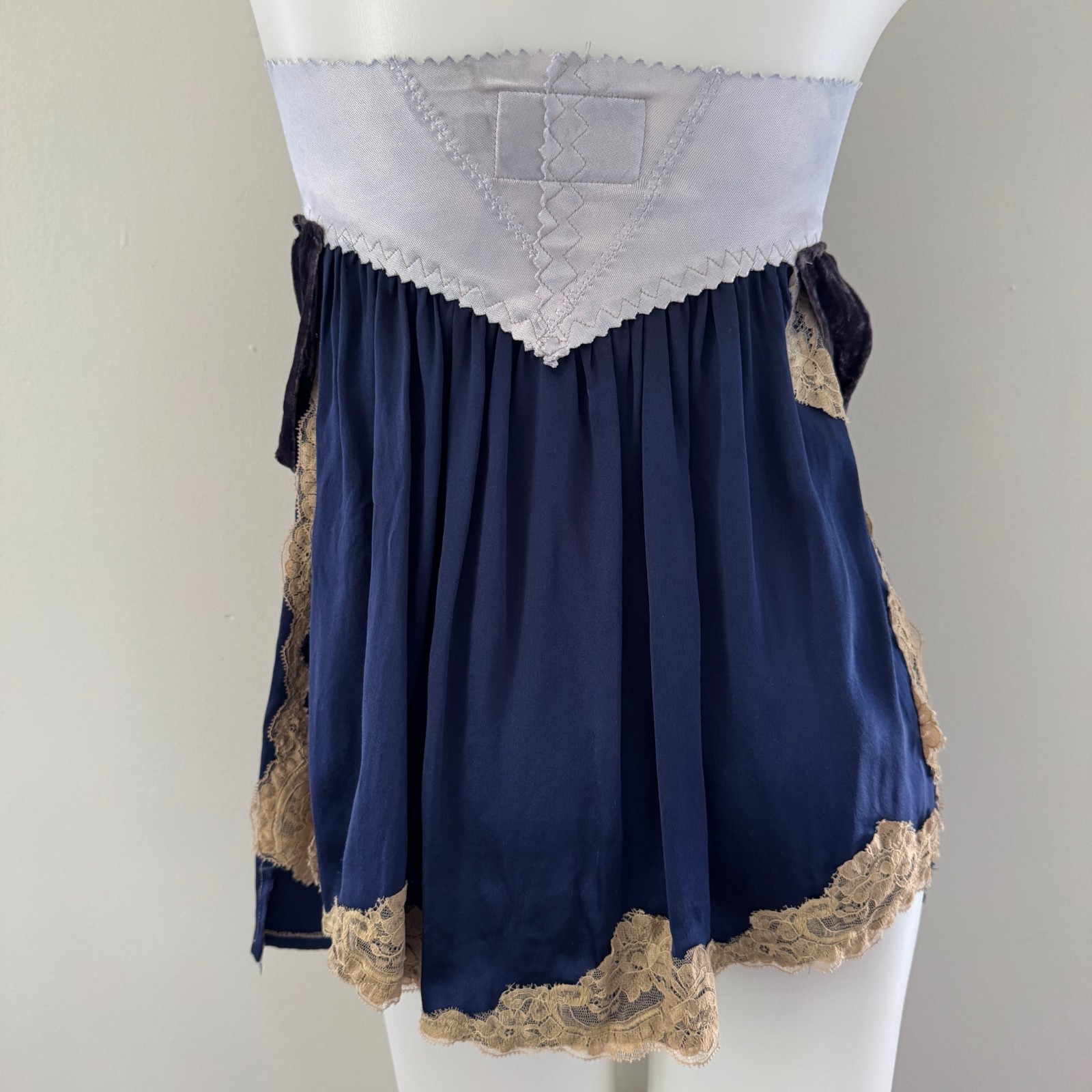 Y2K vtg CIGANA Slip Lace SILK UPCYCLED Girdle Strapless Top Skirt Regency DIY S