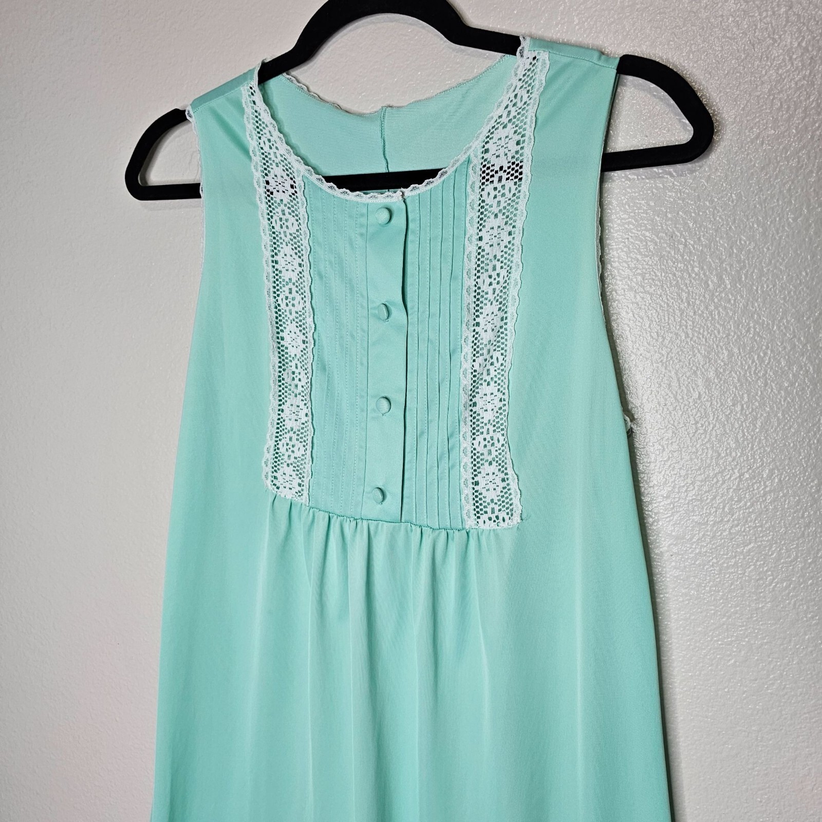 Vintage 70s JC Penney Gaymode Sleeveless Mint Green Long Night Gown Style 6206