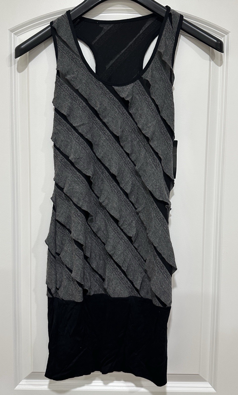 Vintage Cheryl Creations Gray Bias Tier Tunic Sleeveless Racerback Top Size M