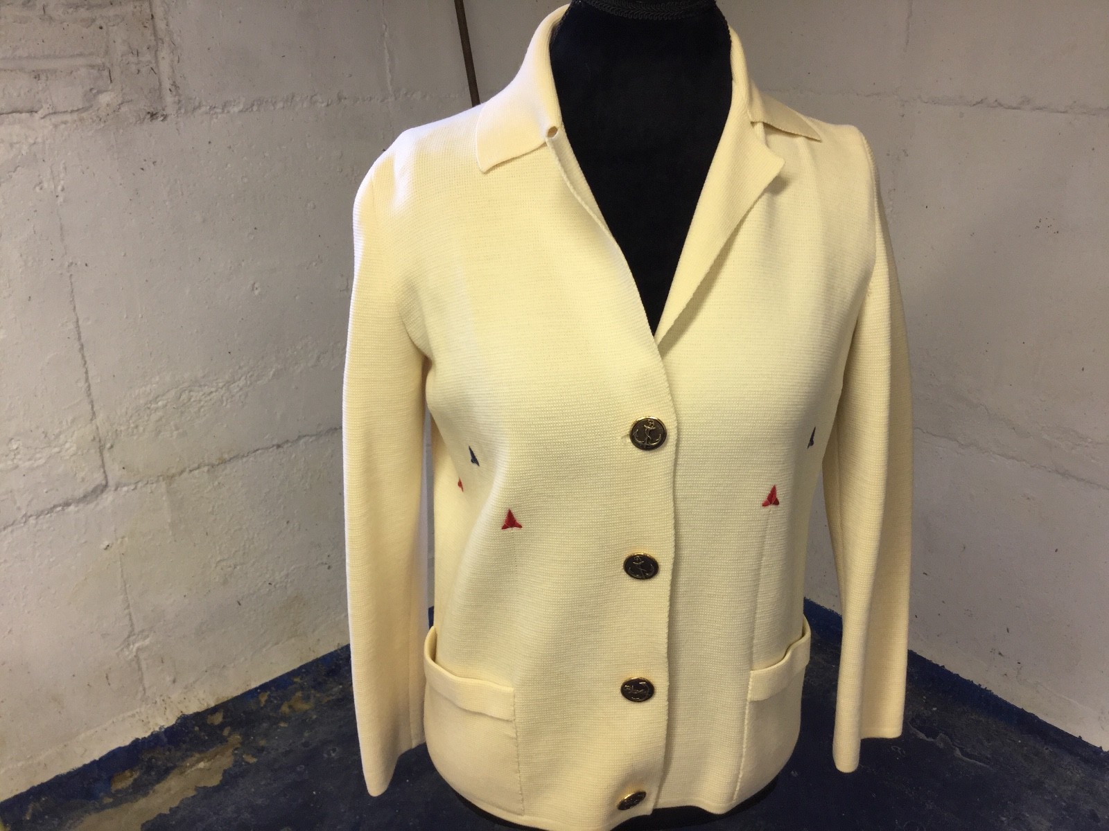 Vintage Gino Paoli Italian Knit Wool Sweater/Jacket with Nautical Buttons 10