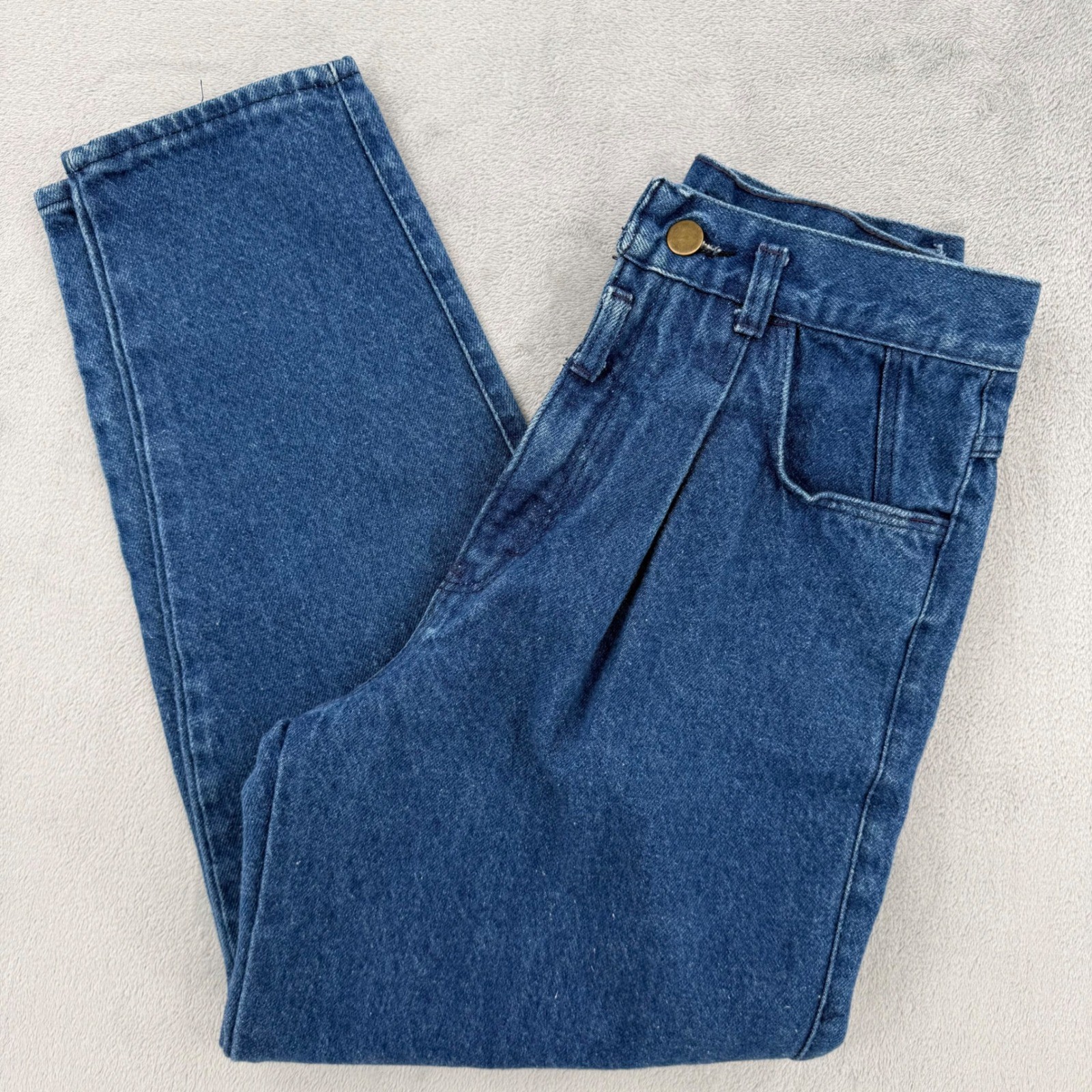 Vintage Props Jeans 10P High Waisted Pleated Tapered Medium Wash Blue Denim USA