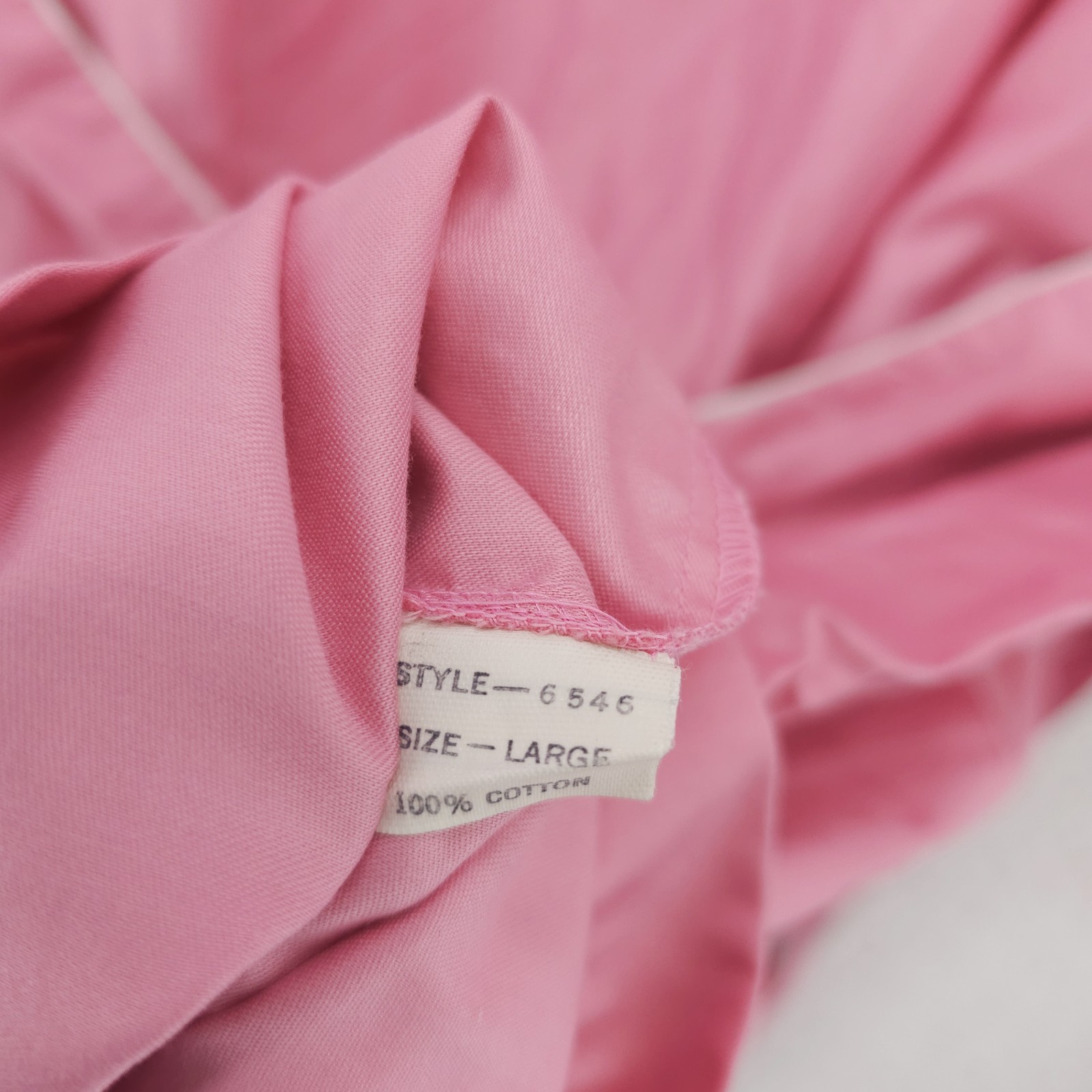 Vintage DAVID BROWN Lord Taylor Pink Cotton Robe White Trim Belted LARGE