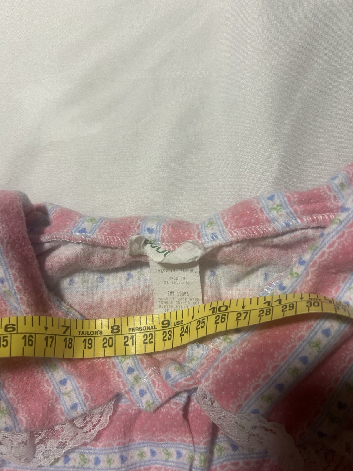 Vintage Flannel Nightgown Spotlight Sz M Pink Blue Cottagecore Grannycore