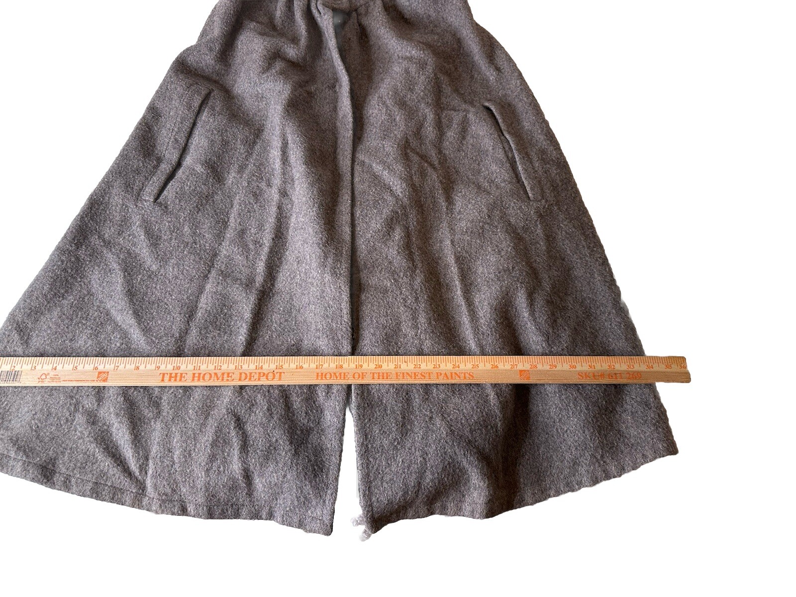 VTG Wool Opera Cape poncho Coat Cloak Blanket O/S Warm Fur Trim Pockets Hippie