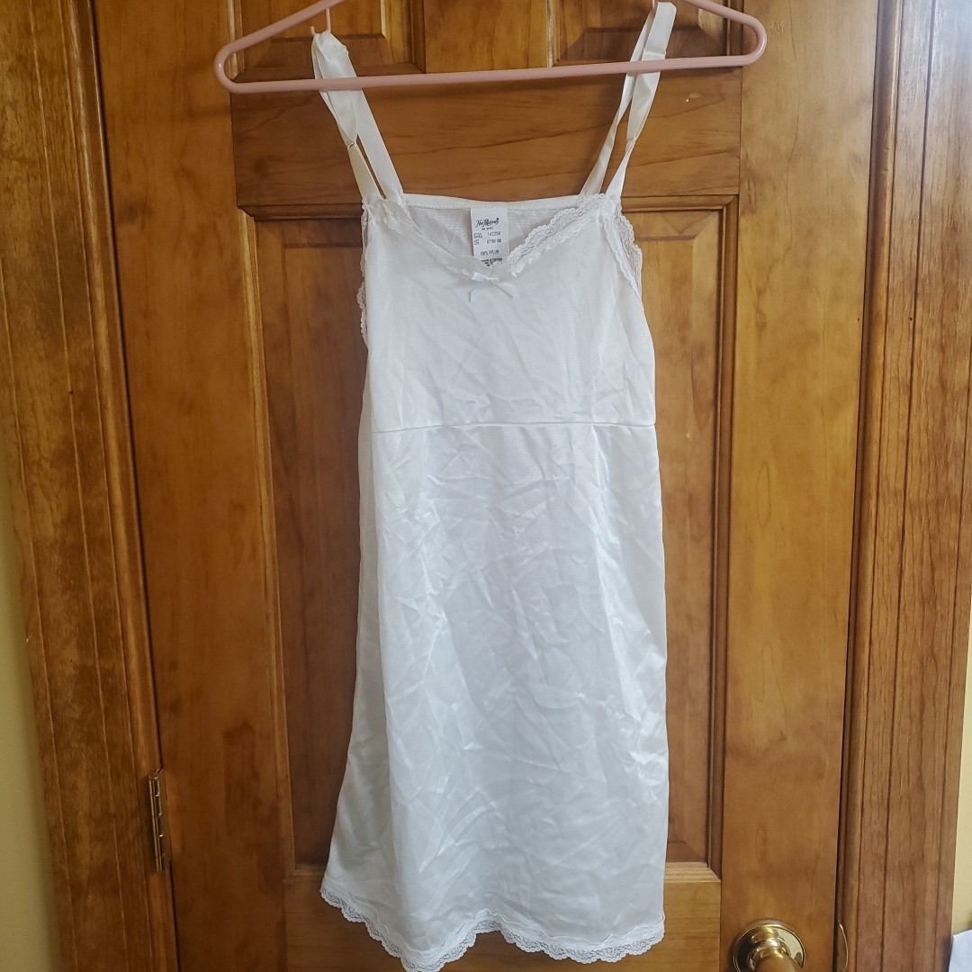 Her Majesty Size 10 Slip Dress Women White Lace Trim Vintage Intimate Lingerie