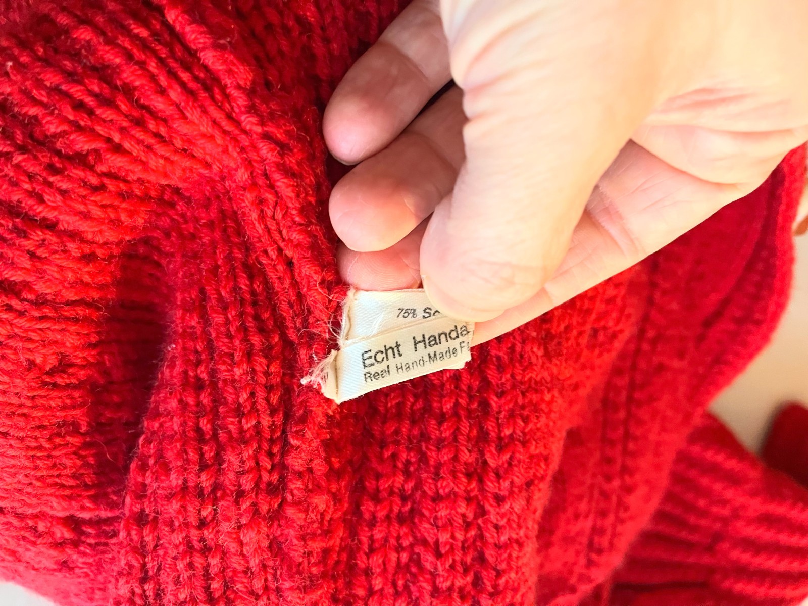 Vintage Gilca Putz Thick Wool Red Cardigan Sweater Pom Poms