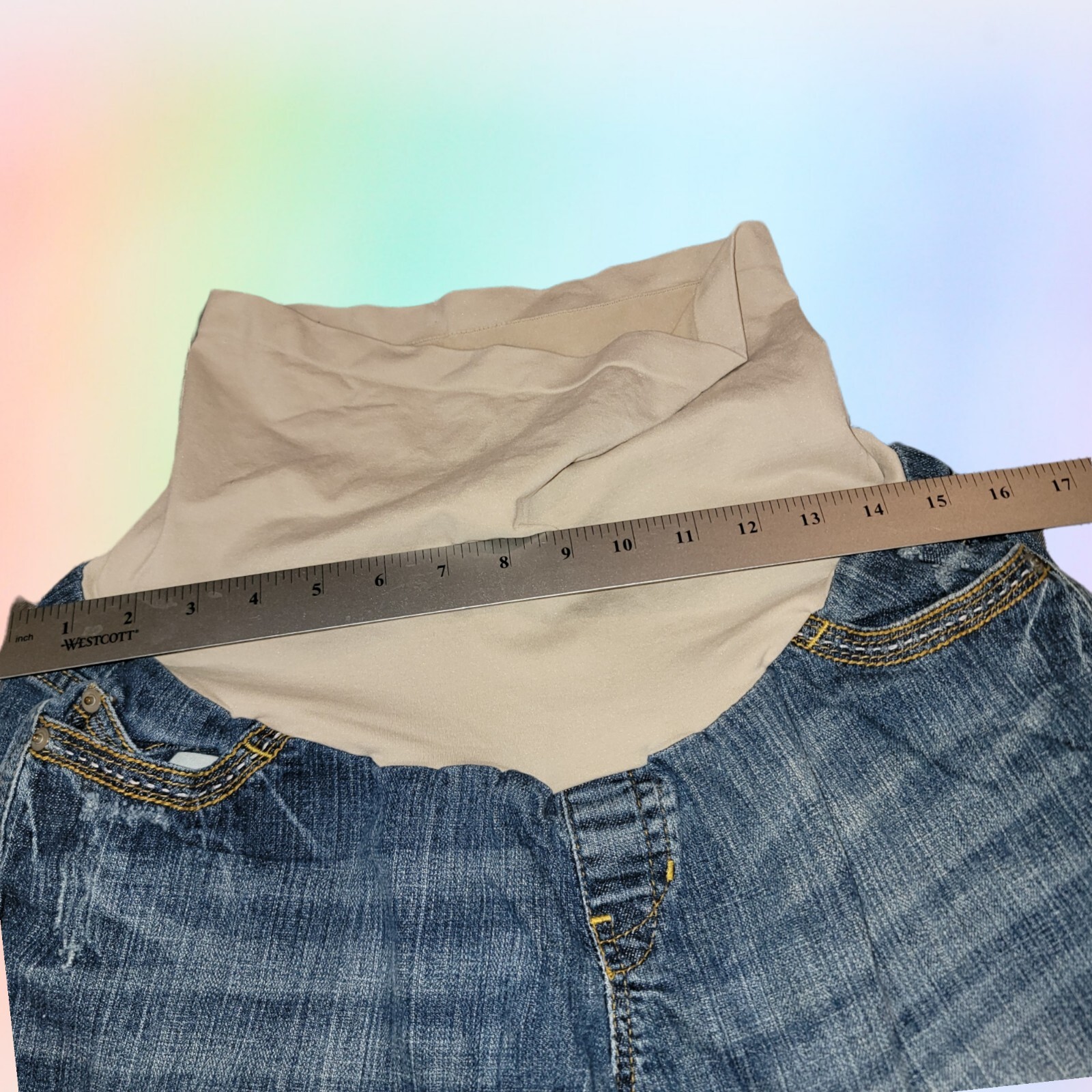 Y2k Get Used by Lexi Maternity Vintage Jean Distressed Shorts Sz Large T44